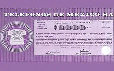 Acciones Telmex lila o morado – ejemplos de títulos