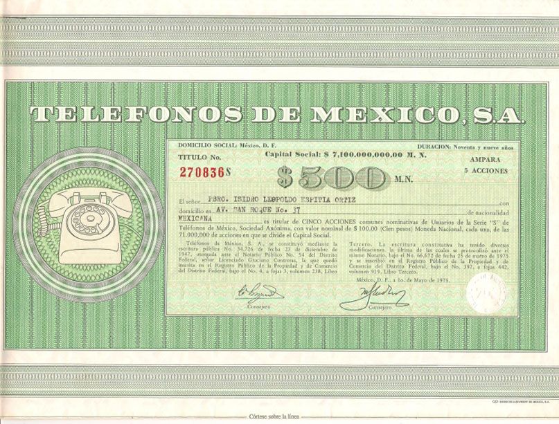 Compra de Acciones de Telmex con pago inmediato